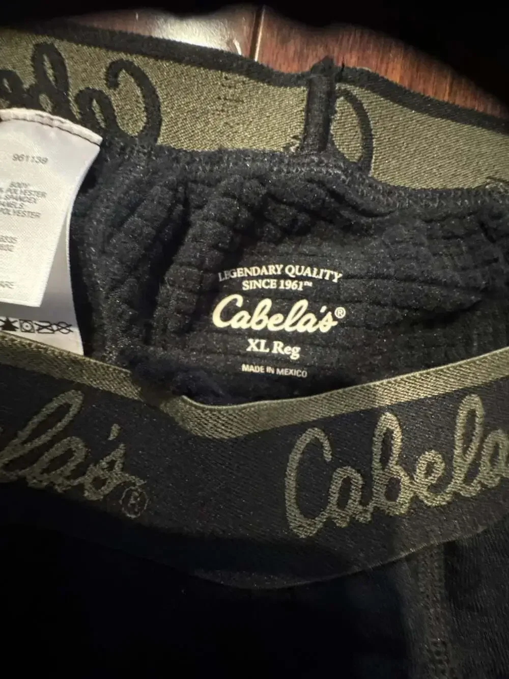 Cabela's Base Layer Bottoms Size XL Black Green